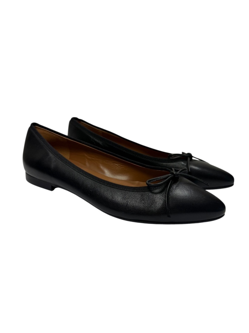 MARGAUX NY The Pointe Black Leather Bow Ballet Flats Shoes EU 39 M Spain